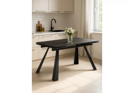 Кухонный стол Woodville Маунт 140x80 черный мрамор / черный