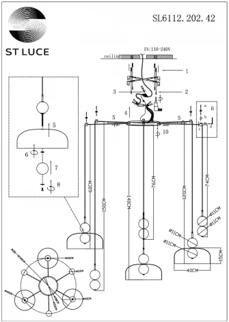 Подвесной светильник ST Luce Ode SL6112.202.42 (LED, 220V, на проводе, шарики)