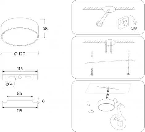 Потолочный светодиодный светильник круглый Ambrella Orbital Air Alum FV5513 (220V, круглые)