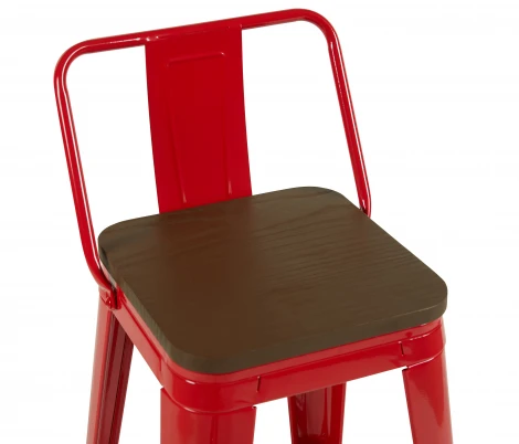 Стул барный TOLIX со спинкой красный глянцевый + темное дерево KD 4 шт. Stool Group УТ000042403