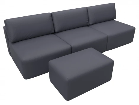Диван прямой модульный с пуфом Лига-060 НПБ Лонг (ЛДСП,Брус,Фанера/Пластик/Экокожа/Серый) Лига Диванов 130059