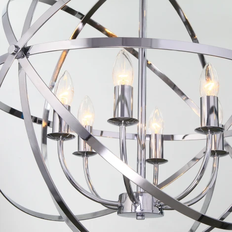 Подвесная люстра Wi-Fi Eurosvet Santi 60139/6 хром (220V, управление смартфоном, голосовое управление, умный дом - Minimir Home, Алиса, Маруся, Салют, на цепи, шар)