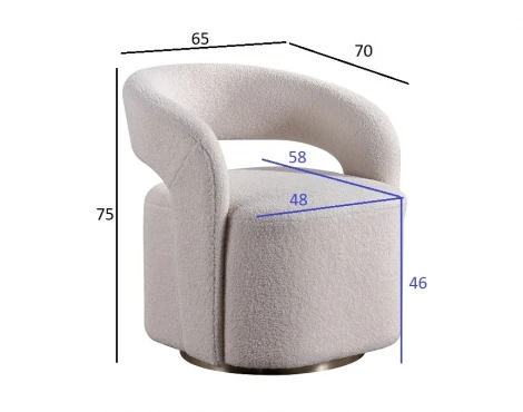 76AR-73960 Кресло поворотное Тедди (Teddy) белое 65*70*75см Garda Decor