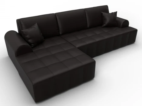 Диван угловой Лига-080 угол левый (ДСП/Пластик/Экокожа/Коричневый) Лига Диванов 134752L