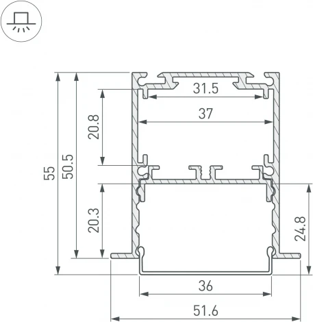 Профиль SL-LINIA52-3L-F-2000 ANOD (Arlight, Алюминий) 044682