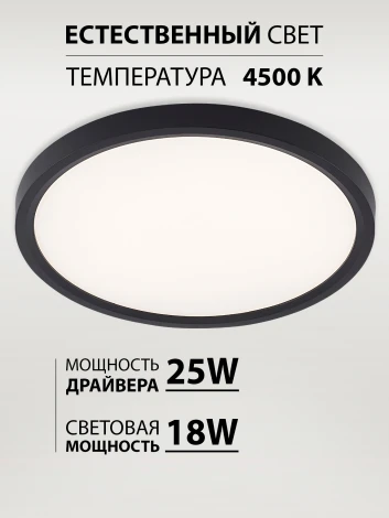 Потолочный светильник светодиодный 18W, черный Natali Kovaltseva Plain LED LAMPS 81114/2C