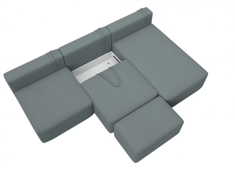 Диван угловой модульный с пуфом Лига-060 НПБ Лонг угол универсальный (ЛДСП,Брус,Фанера/Пластик/Рогожка/Серый) Лига Диванов 129720