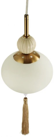 Подвесной светильник Lumion Gloriya 8272/1A латунь/бежевый/белый, металл/керамика/стекло Е14 1*40W 220V