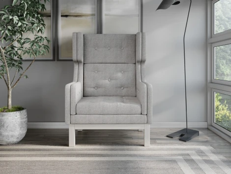 Кресло Arsko Айверс Хай Беленый дуб рогожка серая