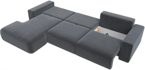 Диван угловой Лига-036 НПБ Классик Лонг левый угол (Серый/Велюр) Лига Диванов арт.121395L