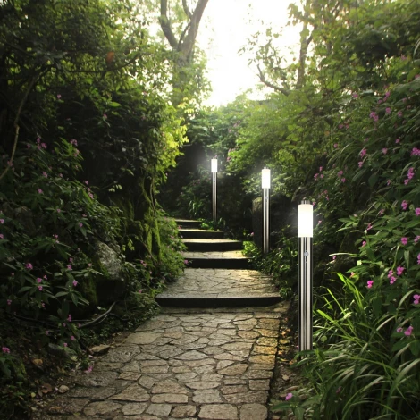 Уличный наземный светильник с датчиком движения Escada Galena 30011G/03 1x25Вт, E27, металл/пластик, хром (220V, круглые, IP44)