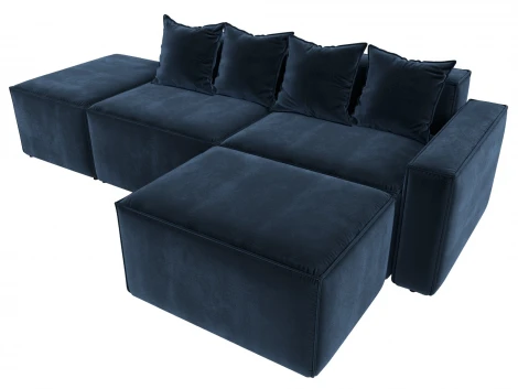 Диван угловой модульный Лига-063 угол правый (ДСП/Пластик/Велюр/Синий) Лига Диванов 129794