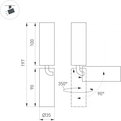 Накладной точечный светильник SP-NUANCE-SURFACE-FLAP-R35-7W Day4000 (BK, 36 deg, 230V) (Arlight, IP40 Металл) 049915 (LED)