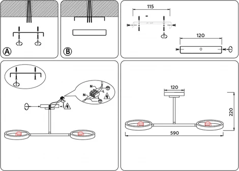 Потолочная люстра на штанге Ambrella TRADITIONAL TR8243 (220V)