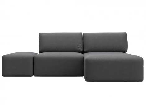 Диван угловой модульный с пуфом Лига-060 НПБ угол универсальный (ЛДСП,Брус,Фанера/Пластик/Замша/Серый) Лига Диванов 129691