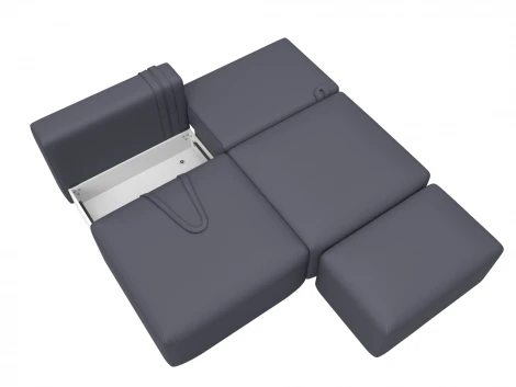 Диван прямой модульный с пуфом Лига-060 НПБ (ЛДСП,Брус,Фанера/Пластик/Экокожа/Серый) Лига Диванов 130055