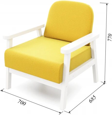 Кресло Arsko Флори белая эмаль велюр желтый