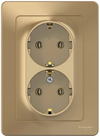 Розетка встраиваемая двойная с заземлением (титан) Systeme Electric Blanca BLNRS001024