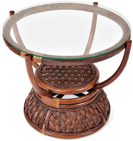 Столик кофейный Andrea ротанг, D60х50см, Pecan Washed (античн. орех) Tetchair 8301