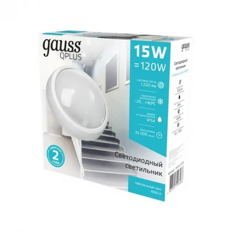 Настенно-потолочный светильник Gauss Qplus 141411215 (LED, 220V, круглые, IP54)