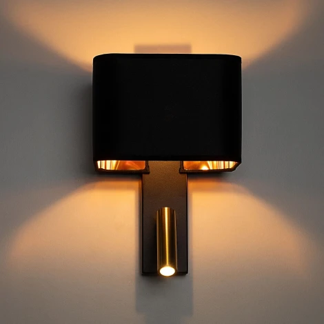 Бра с черным абажуром и выключателем с подсветкой для чтения Citilux Dekart CL704481