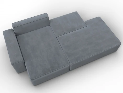 Диван угловой Лига-079 угол левый (ДСП/Пластик/Велюр/Серый) Лига Диванов 129823L