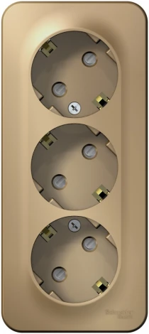 Розетка накладная тройная с заземлением и шторками (титан) Systeme Electric Blanca BLNRA011314