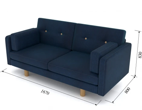 Диван Arsko Ингвар М синий велюр
