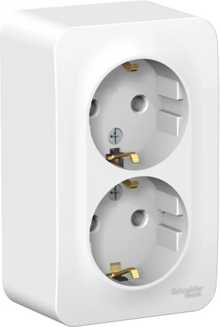 Розетка накладная двойная с заземлением (белый) Systeme Electric Blanca BLNRA010211