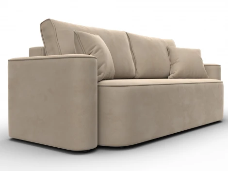 Диван прямой Лига-118 НПБ (ДСП,ЛДСП,Брус,Фанера,Велюр/Бежевый) Лига Диванов 137072