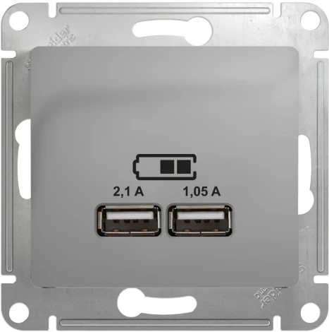 Розетка встраиваемая USBх2 (алюминий) Systeme Electric Glossa GSL000333