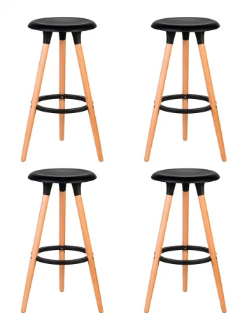 Набор 4 шт табурет барный DOBRIN ROYCE (ножки светлый бук, цвет чёрный (B-03))