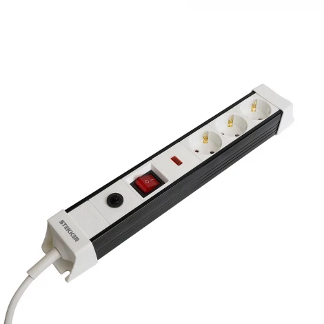 Сетевой фильтр 3-х местный с заземлением 3 метра (белый) Stekker Techno 50145