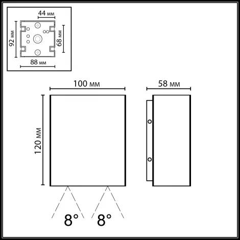 Фасадный светильник черный/металл Odeon Light Arrow 7188/10WL IP65 LED 2*5W 3000K 8° 85-265V