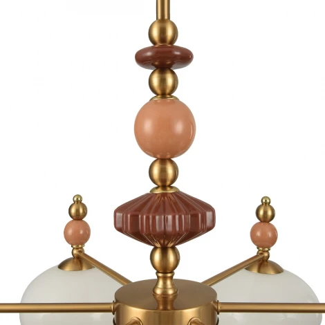 Потолочная люстра на штанге Lumion Piccolo 8425/8C бронза/белый/бежевый/коричневый, металл/керамика/стекло E27 8*60W 220V