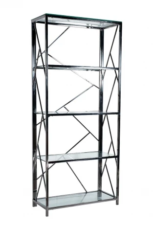 GY-SH8711BL Стеллаж стекло прозр/темн.хром 80*35*180см Garda Decor