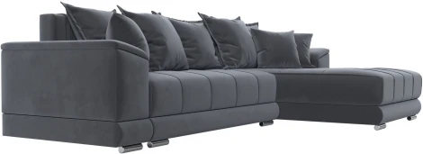 Диван угловой НордСтар правый угол (Серый/Велюр) Лига Диванов арт.121110