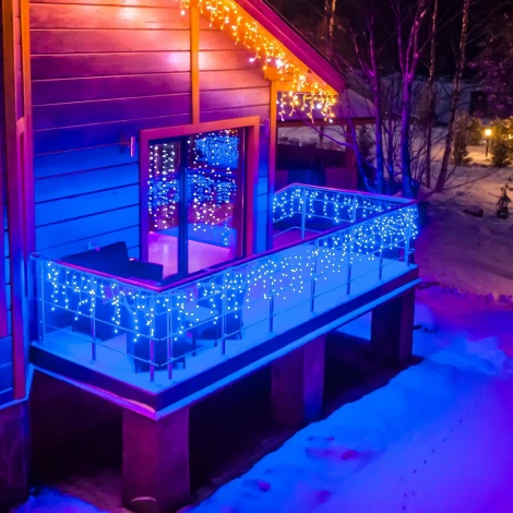 Бахрома светодиодная со статическим свечением, 6м. соединяемая, 200 светодиодов, синий свет. Провод прозрачный Uniel ULD-B6007-200/STK BLUE IP44