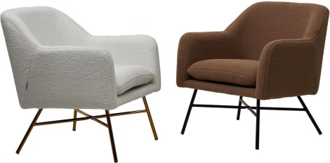 Кресло SHEEP NINI-01 Белый, teddy / золотой каркас М-City