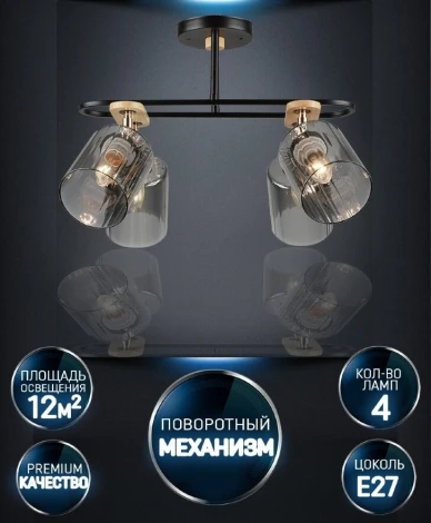 Потолочная люстра Wedo Light Lana WD3608/4C-BK-SMK