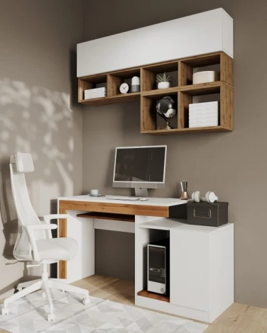 Компьютерный стол Модена (Модена белый / дуб вотан) Woodville арт.563539