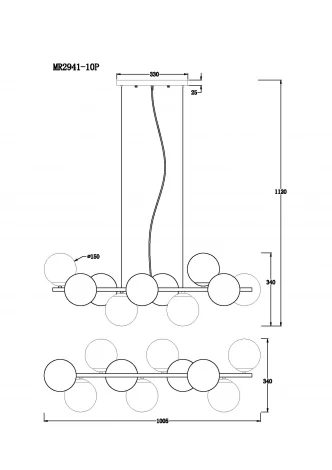 Подвесная люстра MyFar Aerton MR2941-10P (220V, на тросе, шарики)