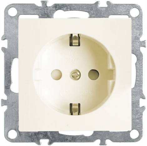 Розетка с заземлением и шторками (слоновая кость) Stekker Эрна 39328
