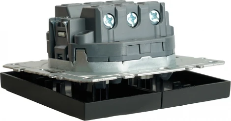 Переключатель двухклавишный (черный) Stekker Эмили 49843