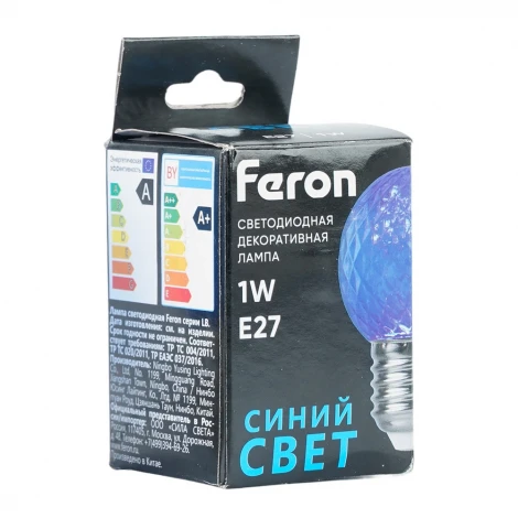 Лампа светодиодная Feron LB-385 52162 шарик синий прозрачный E27 1W 230V