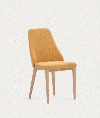 Rosie Стул из горчичной синели с ножками из массива ясеня La Forma (ex Julia Grup) арт.148342