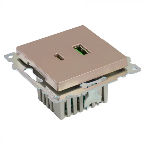Розетка USB Type A+С (шампань) Stekker Катрин 50056