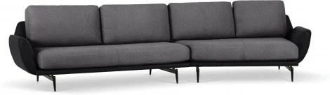 Диван Ispani угловой правый ОГОГО (арт.803471), (Ткань,Экокожа/Серый,Черный)