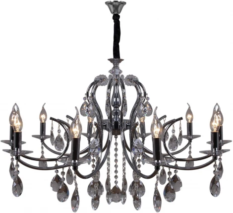 Подвесная люстра ILLUMICO IL2326-10POR-39 CR (220V, хрусталь, на цепи, подсвечник, свеча)