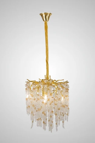 Подвесная люстра AM Group DIAMAND D400 Gold (220V, хрусталь, на тросе)